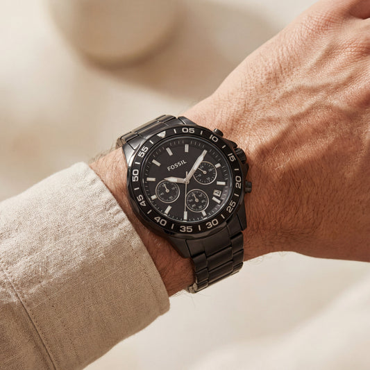 All-Black Steel Chronograph Men’s Watch