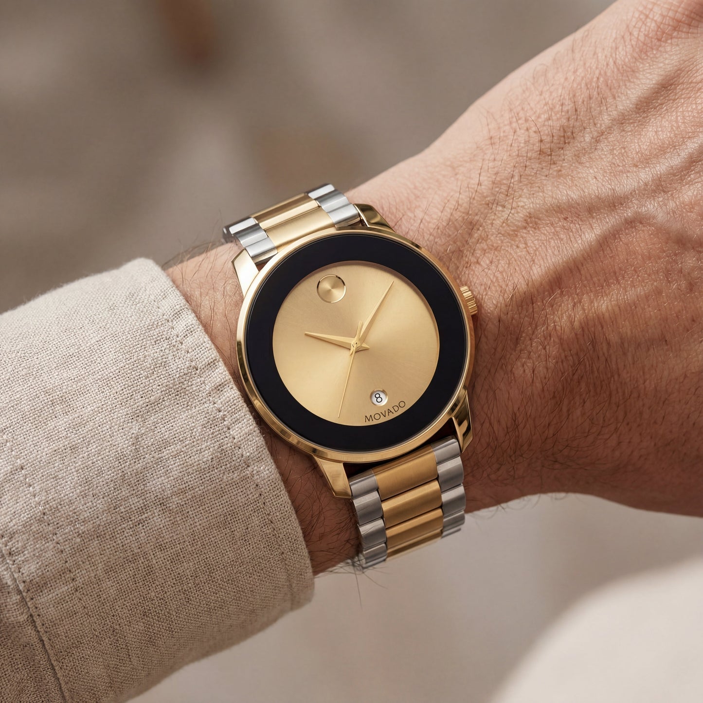 Luxury Gold Dial Two-Tone Stainless Steel Men’s Watch