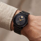 Midnight Black Gold Accent Minimalist Men’s Watch