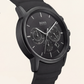 All-Black Chronograph Men’s Watch with Silicone Strap
