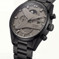 Matte Black Industrial Chronograph Men’s Watch with Grey Dial