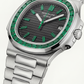 Emerald Bezel Luxury Stainless Steel Watch for Men – Elite Edition