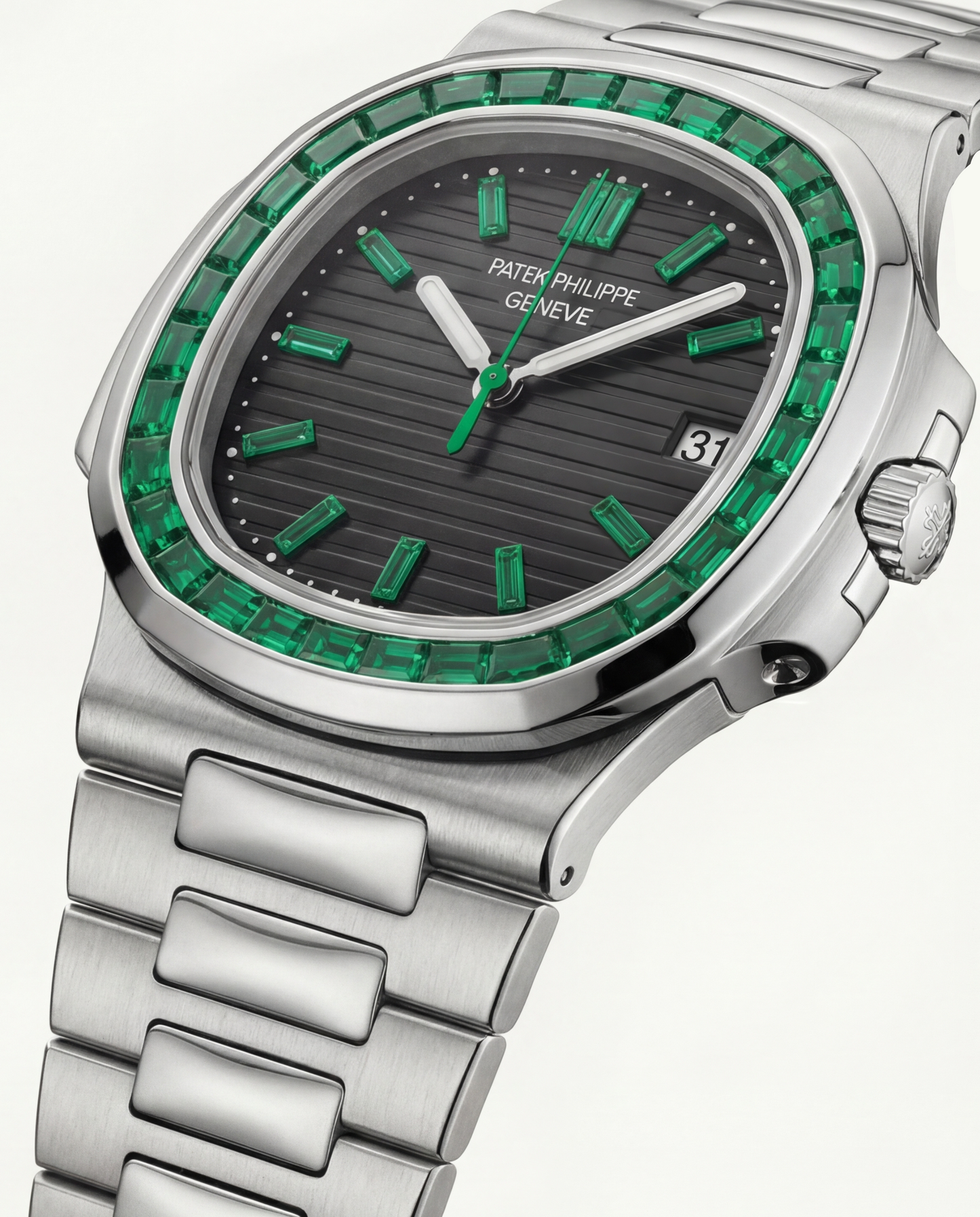 Emerald Bezel Luxury Stainless Steel Watch for Men – Elite Edition