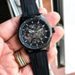 Premium Black Stainless Steel Automatic Skeleton Watch Black Dial Black Silicone Strap Sport Luxury Watch – Men