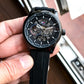 Premium Black Stainless Steel Automatic Skeleton Watch Black Dial Black Silicone Strap Sport Luxury Watch – Men
