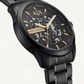 Luxury Black Stainless Steel Skeleton Watch Gold Markers Automatic Open Dial Mechanical Watch – Men