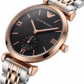 Two-Tone Steel & Rose Gold Black Dial Sub-Second Classic Bracelet Watch – Women