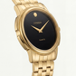 Luxury Gold Stainless Steel Minimalist Watch Black Dial Slim Hands Quartz Dress Watch – Men