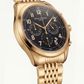 Luxury Gold Stainless Steel Chronograph Watch Black Dial Arabic Numerals Multi-Subdial Date Display – Men