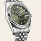 Luxury Silver Stainless Steel Watch Fluted Bezel Green Sunburst Dial Jubilee Bracelet Premium Automatic Watch – Men