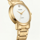 Luxury Gold Stainless Steel Minimalist Watch White Dial Diamond Marker Slim Quartz Dress Watch – Men