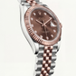 Luxury Two-Tone Stainless Steel Watch Rose Gold Fluted Bezel Chocolate Sunburst Dial Diamond Markers Date Watch – Men