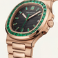 Rose Gold Green Bezel Luxury Metal Watch for Men