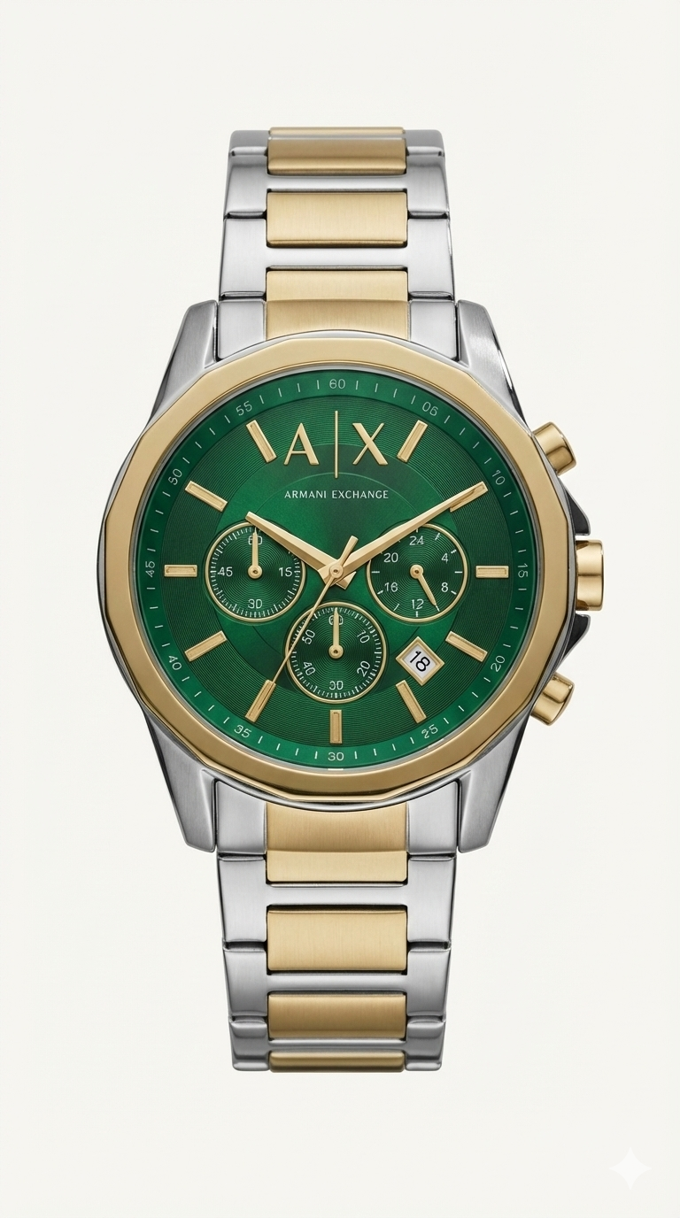 Centrix Emerald Green Two-Tone Chronograph Watch