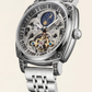 Silver Skeleton Moonphase Open-Heart Automatic Men’s Watch
