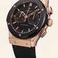 Rose Gold Chronograph Watch – Black Dial with Rubber Strap