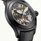 Men’s Luxury Skeleton Automatic Watch with Black Leather Strap