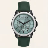 Centrix Sage Green Black Chronograph Leather Watch