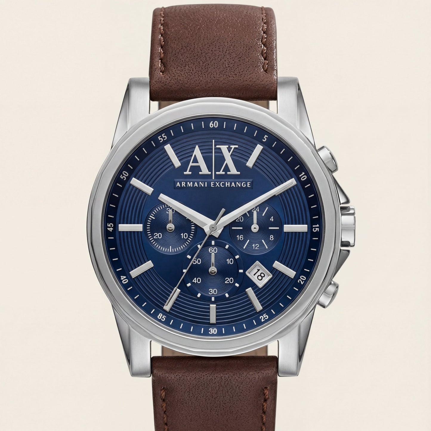 Centrix Midnight Blue Silver Chronograph Leather Watch