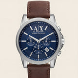 Centrix Midnight Blue Silver Chronograph Leather Watch