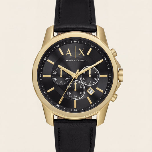Regal Noir Gold Chronograph Leather Watch