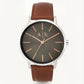 Classic Minimal Brown Dial Leather Strap Watch