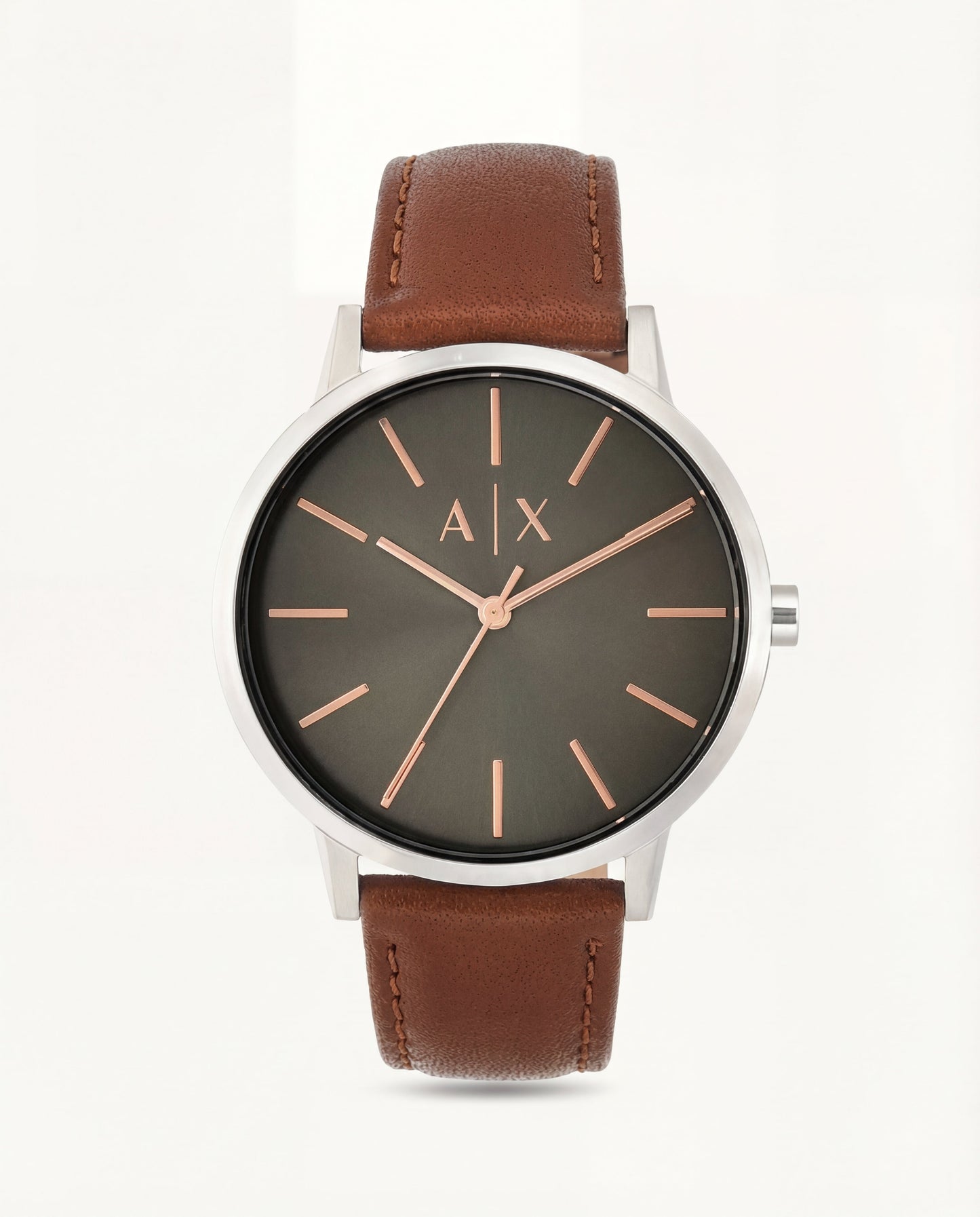 Classic Minimal Brown Dial Leather Strap Watch