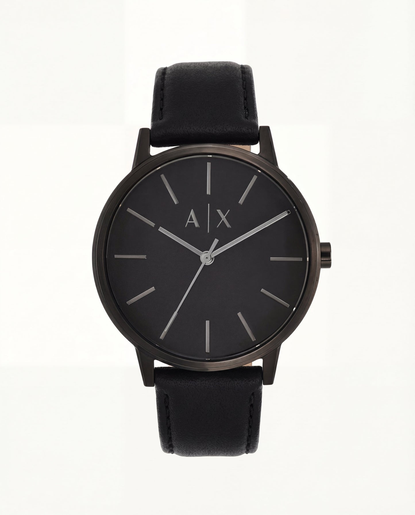 Midnight Black Minimal Leather Strap Watch