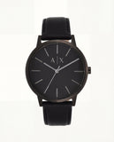 Midnight Black Minimal Leather Strap Watch