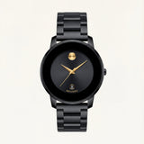 Midnight Black Gold Accent Minimalist Men’s Watch