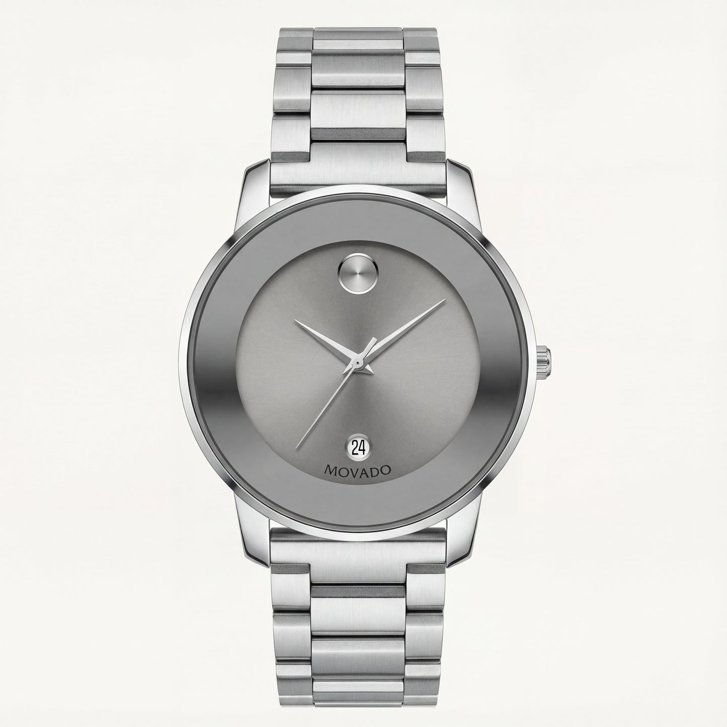 Pure Silver Minimalist Men’s Stainless Steel Watch