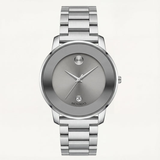 Pure Silver Minimalist Men’s Stainless Steel Watch