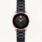 Black Dial Rose Gold Bezel Men’s Minimalist Stainless Steel Watch