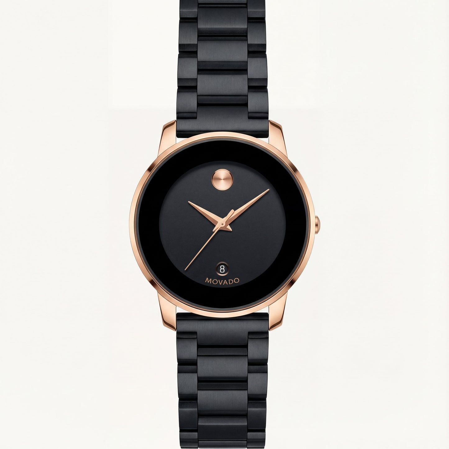 Black Dial Rose Gold Bezel Men’s Minimalist Stainless Steel Watch