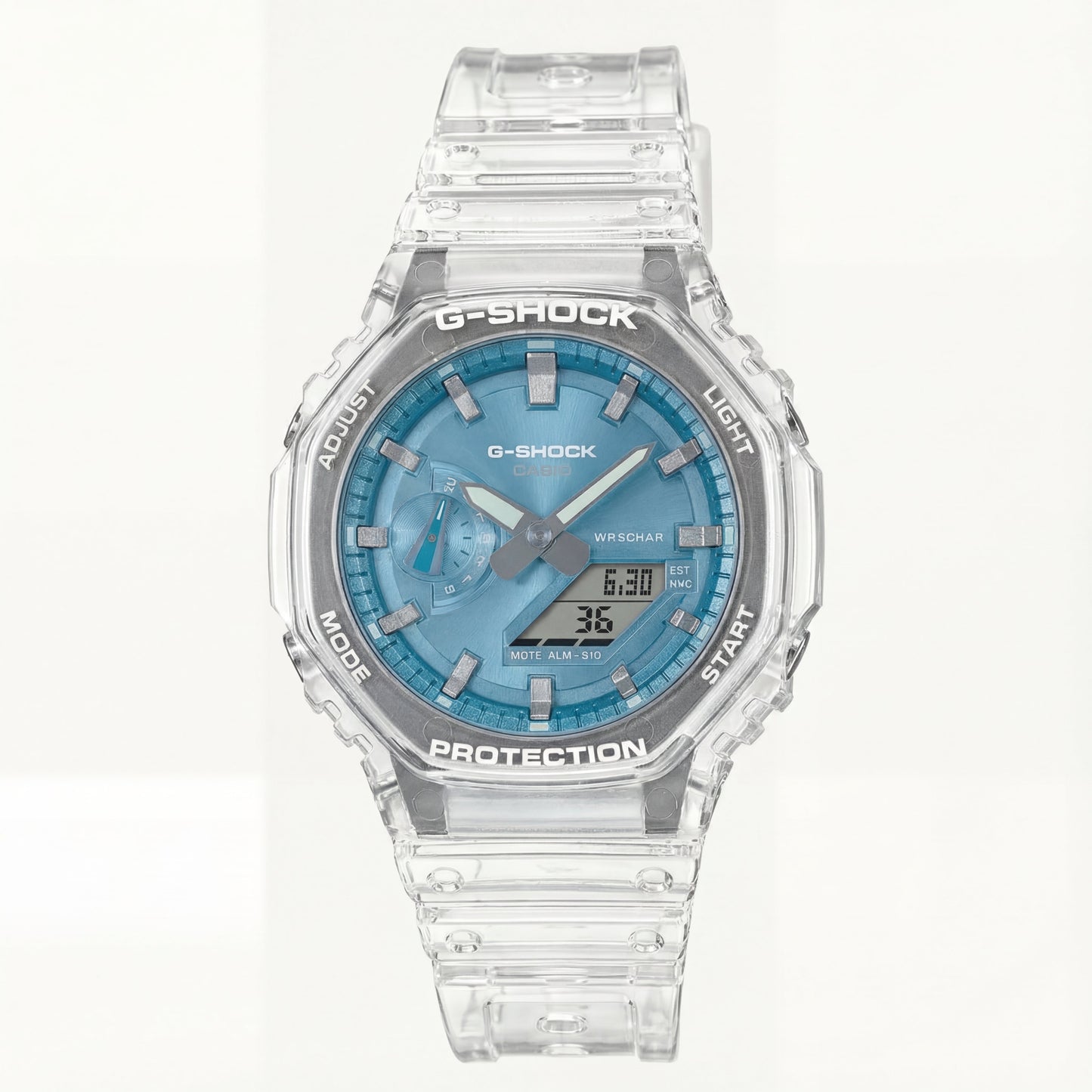 Transparent Case Blue Dial Digital-Analog Men’s Watch