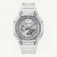 Transparent Case Silver Dial Digital-Analog Sports Watch