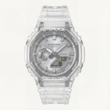 Transparent Case Silver Dial Digital-Analog Sports Watch