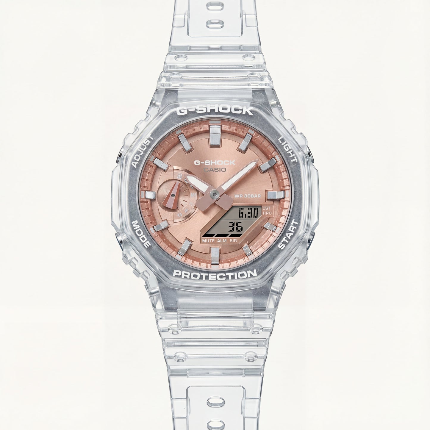 Clear Strap Rose Gold Digital-Analog Men’s Watch