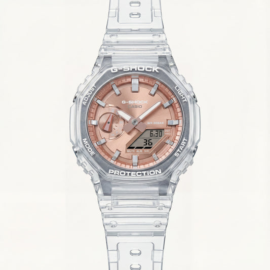 Clear Strap Rose Gold Digital-Analog Men’s Watch