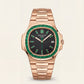 Rose Gold Green Bezel Luxury Metal Watch for Men