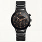 Luxury Chronograph Men’s Watch with Black Dial & Rose Gold Accents