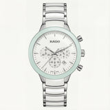 Luxury Chronograph Men’s Watch with White Dial & Mint Bezel
