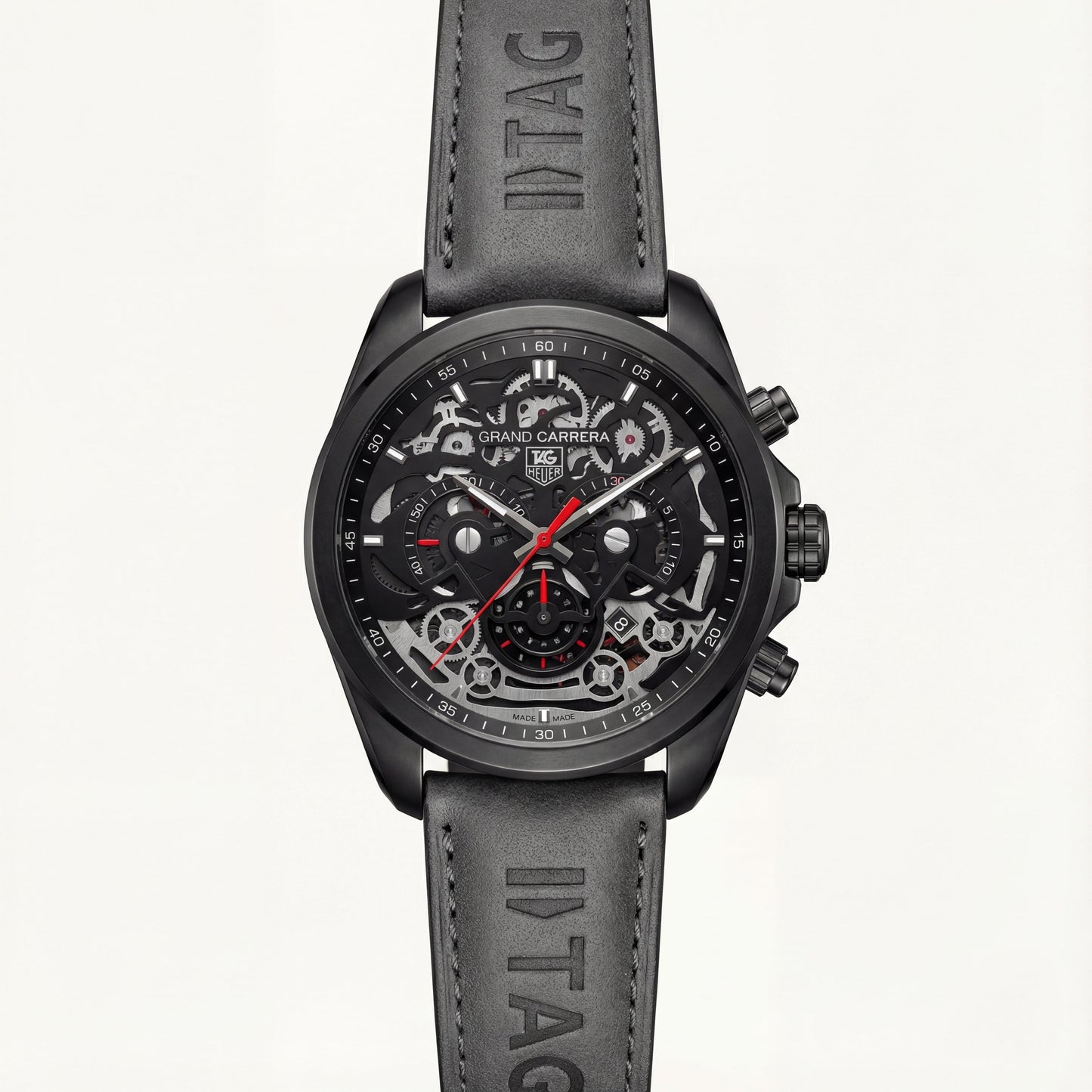 All-Black Skeleton Chronograph Watch for Men – Racing Edition