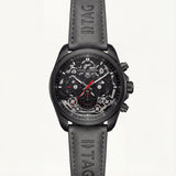 All-Black Skeleton Chronograph Watch for Men – Racing Edition