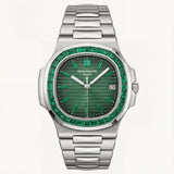 Premium Green Dial Stainless Steel Men’s Watch with Gem Bezel