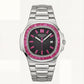 Pink Gem Bezel Luxury Stainless Steel Watch – Premium Edition