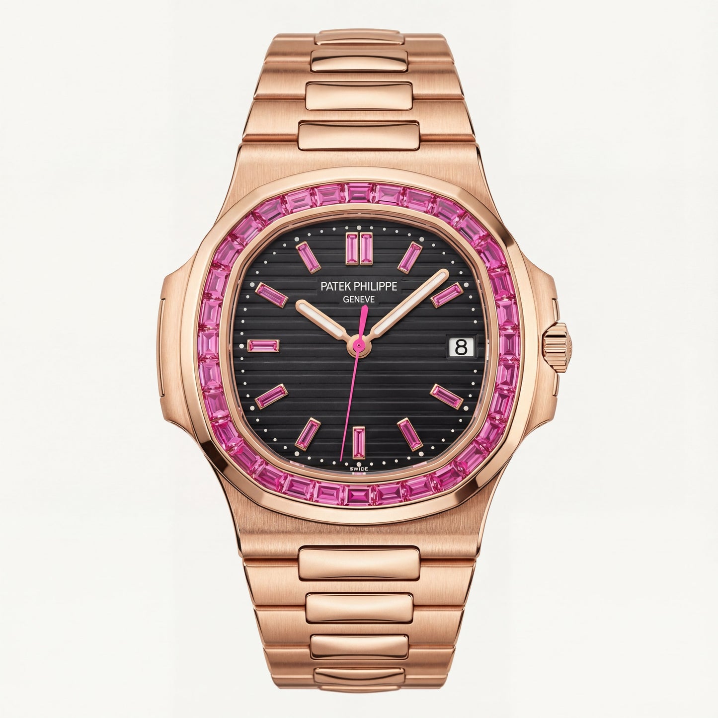 Rose Gold Luxury Watch with Pink Stone Inspired Bezel – Premium Series