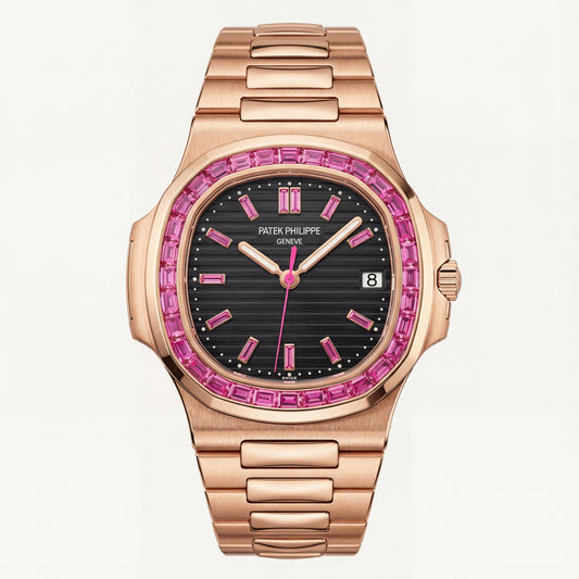 Rose Gold Luxury Watch with Pink Stone Inspired Bezel – Premium Series
