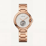 Rose Gold Open Heart Luxury Watch with White Guilloché Dial
