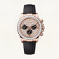 Rose Gold Diamond Bezel Chronograph Watch with Black Rubber Strap